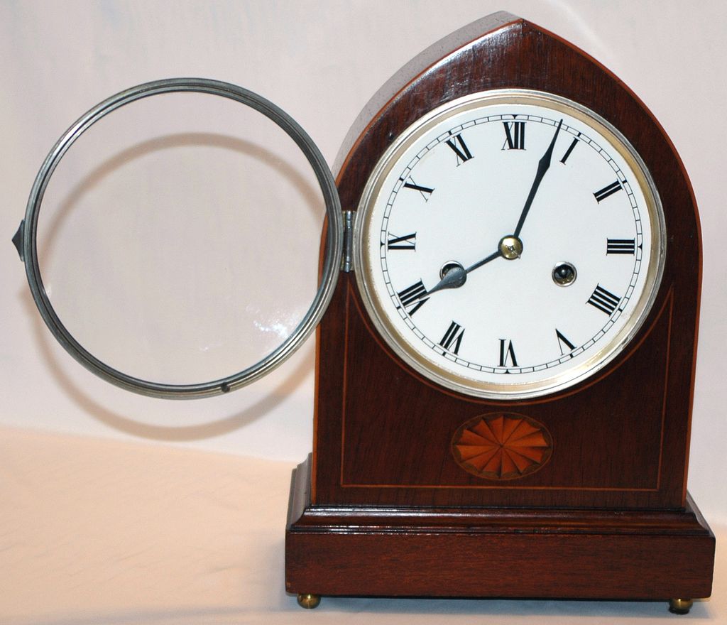 c.1930 English Mahogany & Inlay 8 day Time & Chime Bracket Clock c.1930 English Mahogany & Inlay 8 day Time & Chime Bracket Clock