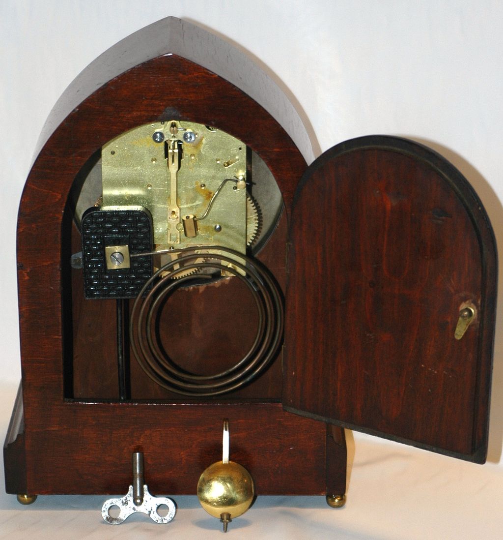 c.1930 English Mahogany & Inlay 8 day Time & Chime Bracket Clock c.1930 English Mahogany & Inlay 8 day Time & Chime Bracket Clock