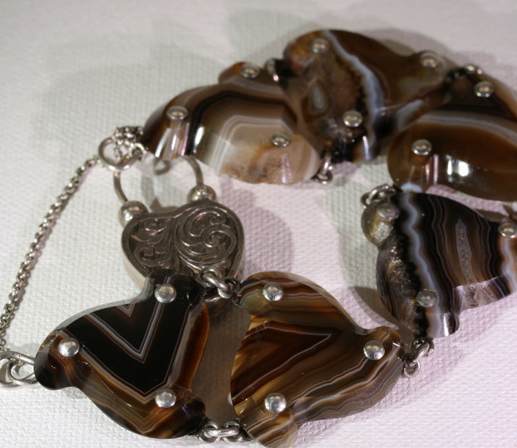 Antique Victorian Silver & Banded Agate Scottish Style Bracelet Antique Victorian Silver & Banded Agate Scottish Style Bracelet
