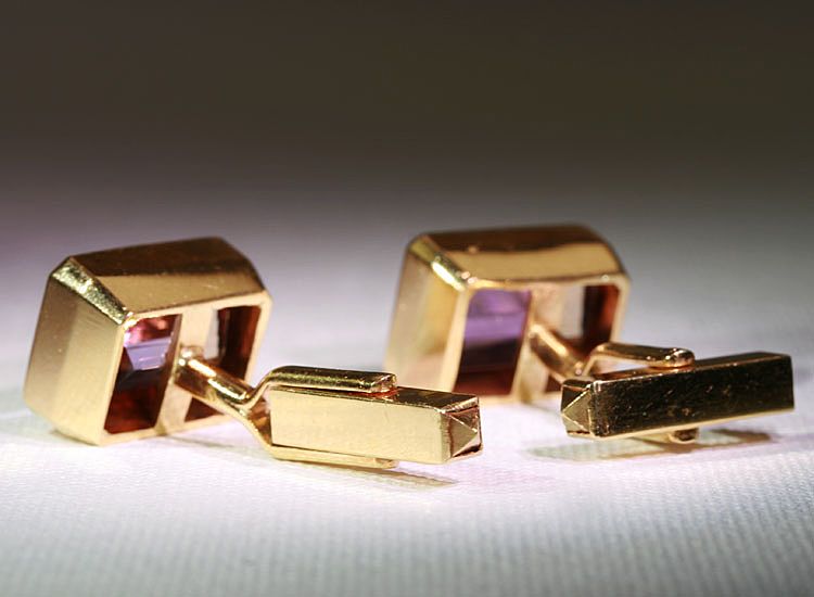Vintage Retro Ametrine and 18k Gold Cufflinks Vintage Retro Ametrine and 18k Gold Cufflinks
