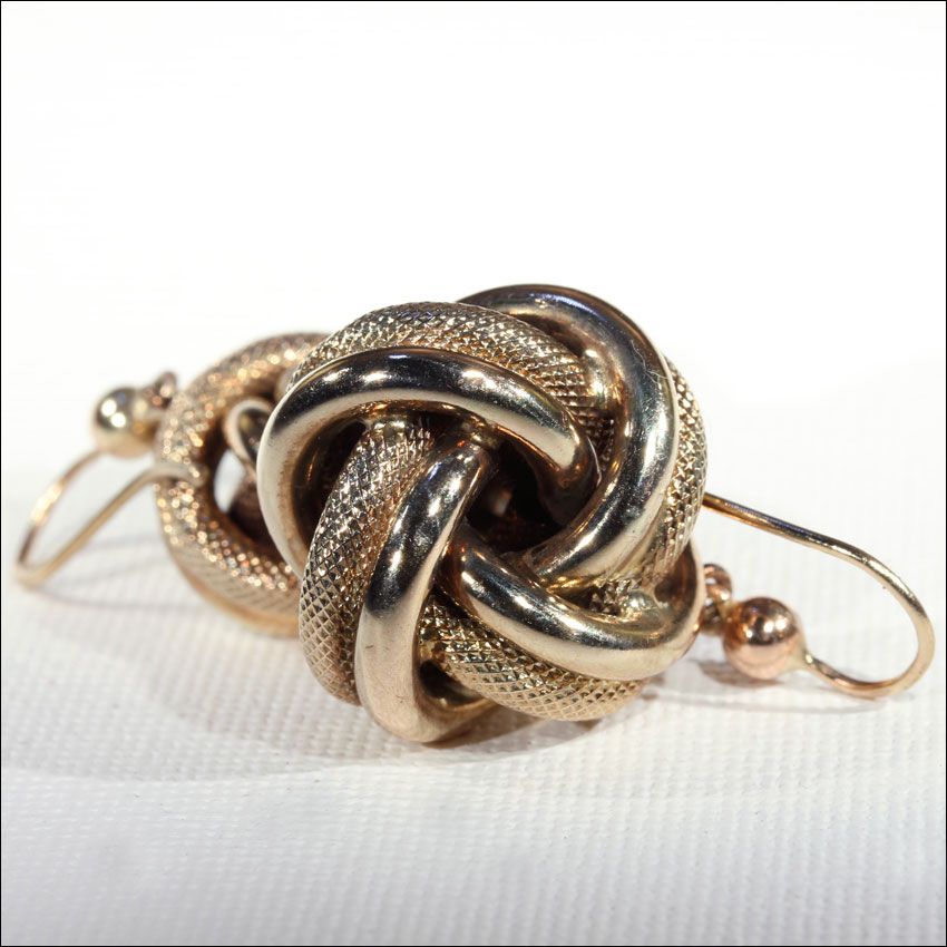 Large Victorian Love Knot Earrings, 9k Rose Gold Large Victorian Love Knot Earrings, 9k Rose Gold