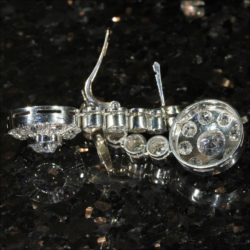 Stunning Art Deco Diamond Earrings, Over 6 Carats!, 1920's in Platinum Stunning Art Deco Diamond Earrings, Over 6 Carats!, 1920's in Platinum