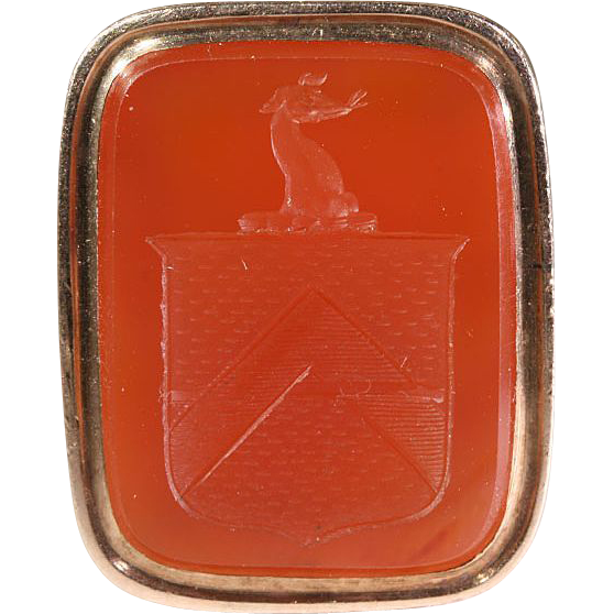 Antique Intaglio Seal, Victorian 15k Gold Antique Intaglio Seal, Victorian 15k Gold