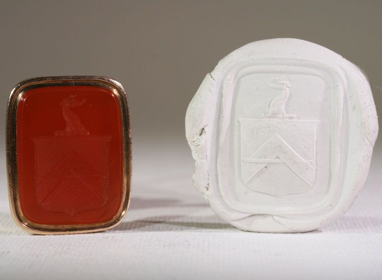 Antique Intaglio Seal, Victorian 15k Gold Antique Intaglio Seal, Victorian 15k Gold