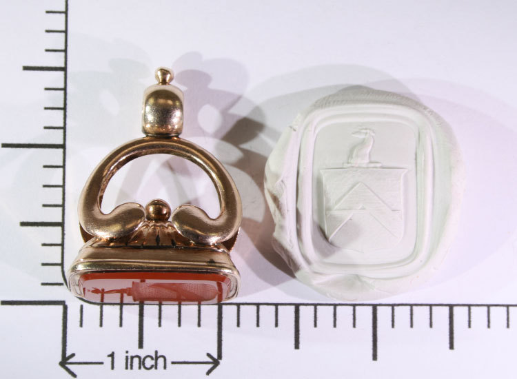 Antique Intaglio Seal, Victorian 15k Gold Antique Intaglio Seal, Victorian 15k Gold