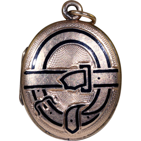 Antique 9k Victorian Enameled Memorial Locket c.1860 Antique 9k Victorian Enameled Memorial Locket c.1860