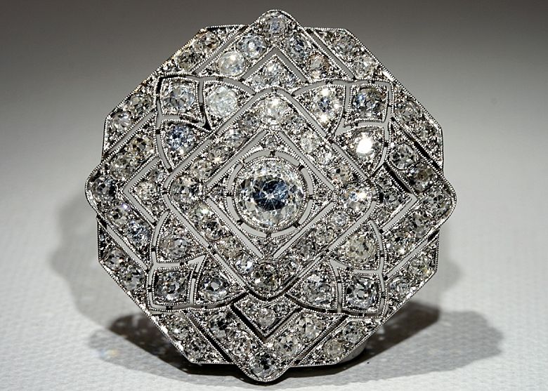 Spectacular Platinum Art Deco 6+ carat Diamond Pin & Pendant Spectacular Platinum Art Deco 6+ carat Diamond Pin & Pendant