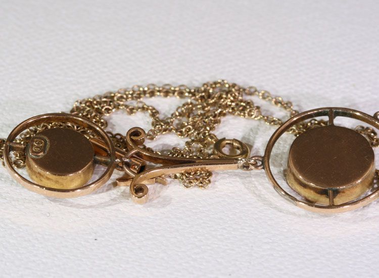 Antique Arts & Crafts 9k Gold Mother of Pearl Necklace Antique Arts & Crafts 9k Gold Mother of Pearl Necklace