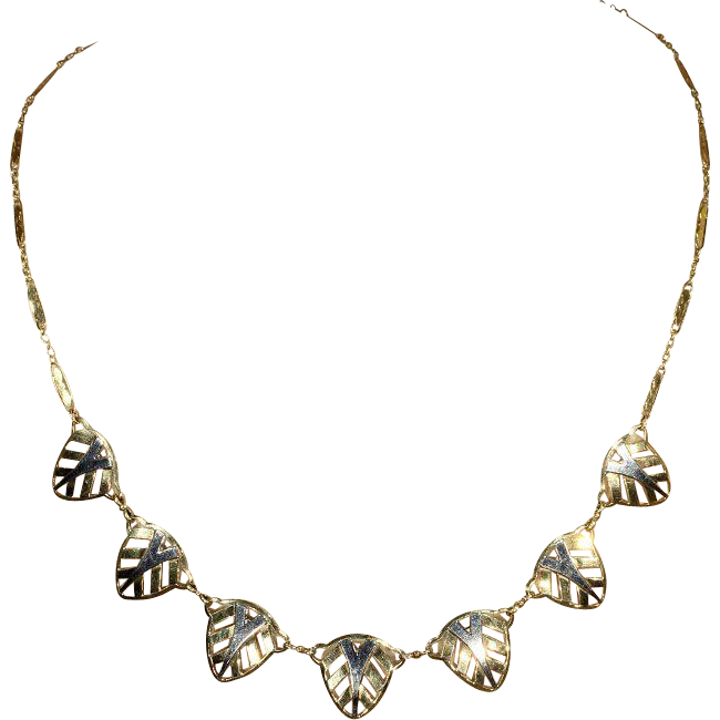 Vintage Art Deco Two Tone 18k Gold Necklace Vintage Art Deco Two Tone 18k Gold Necklace