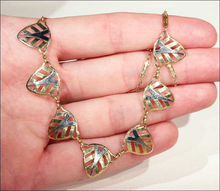 Vintage Art Deco Two Tone 18k Gold Necklace Vintage Art Deco Two Tone 18k Gold Necklace