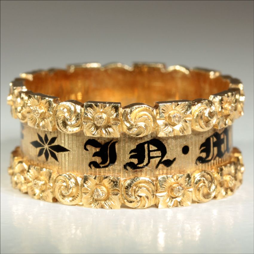 Antique Georgian 18k Enameled Memorial Band Hallmarked London 1826 Antique Georgian 18k Enameled Memorial Band Hallmarked London 1826