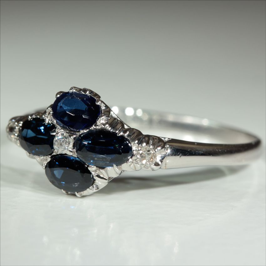 Antique 18k Edwardian Sapphire and Diamond Ring Hallmarked Birmingham c.1910 Antique 18k Edwardian Sapphire and Diamond Ring Hallmarked Birmingham c.1910