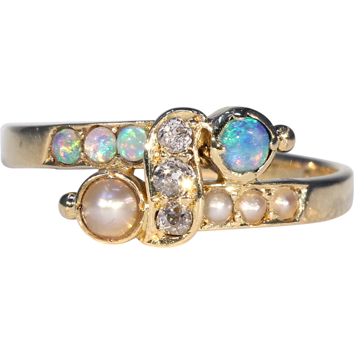 Antique Victorian Opal, Pearl and Diamond Ring in 18k Gold Antique Victorian Opal, Pearl and Diamond Ring in 18k Gold