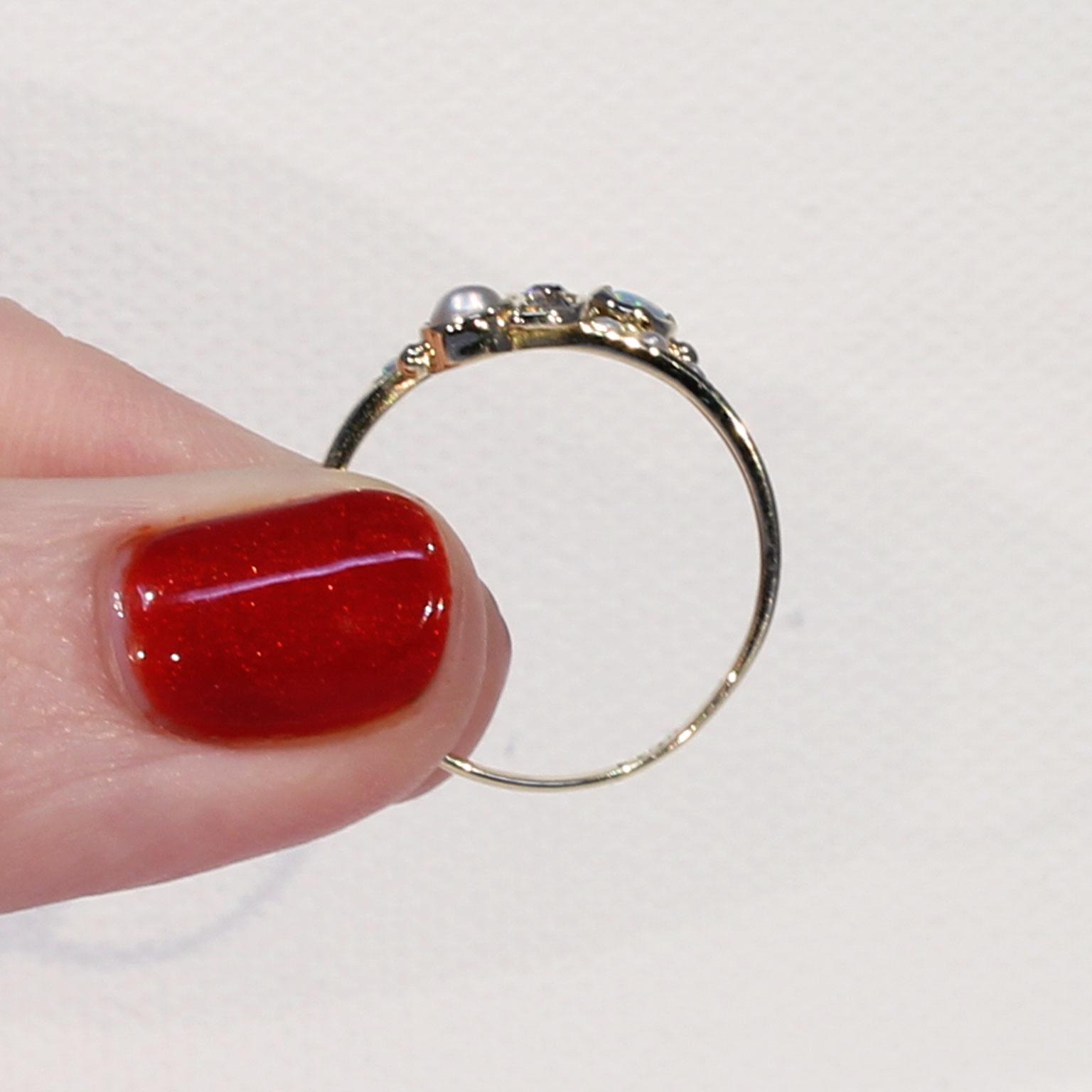 Antique Victorian Opal, Pearl and Diamond Ring in 18k Gold Antique Victorian Opal, Pearl and Diamond Ring in 18k Gold