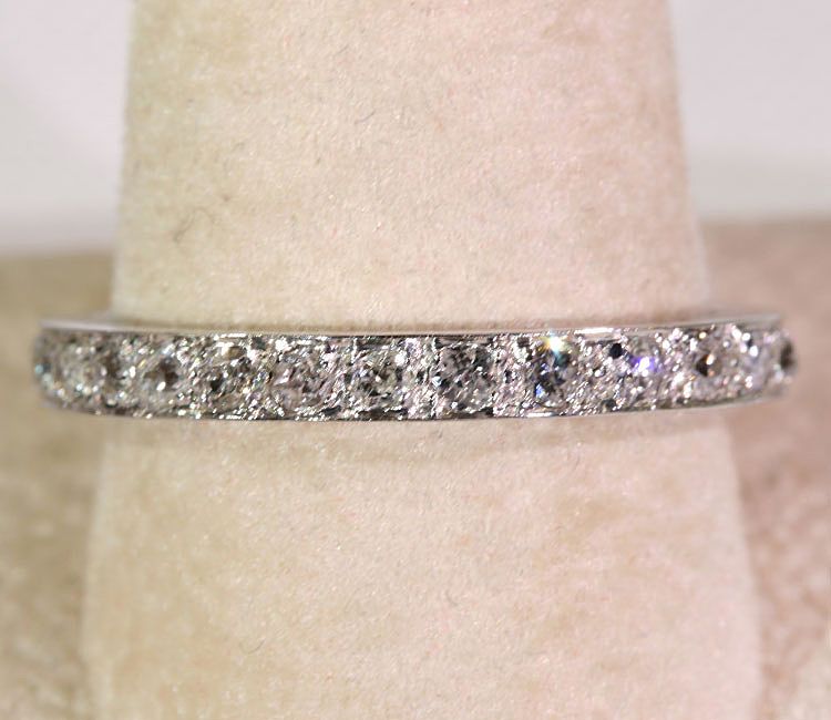 Vintage Art Deco Platinum and Diamond Eternity Wedding or Anniversary Band, Size 8.5 Vintage Art Deco Platinum and Diamond Eternity Wedding or Anniversary Band, Size 8.5