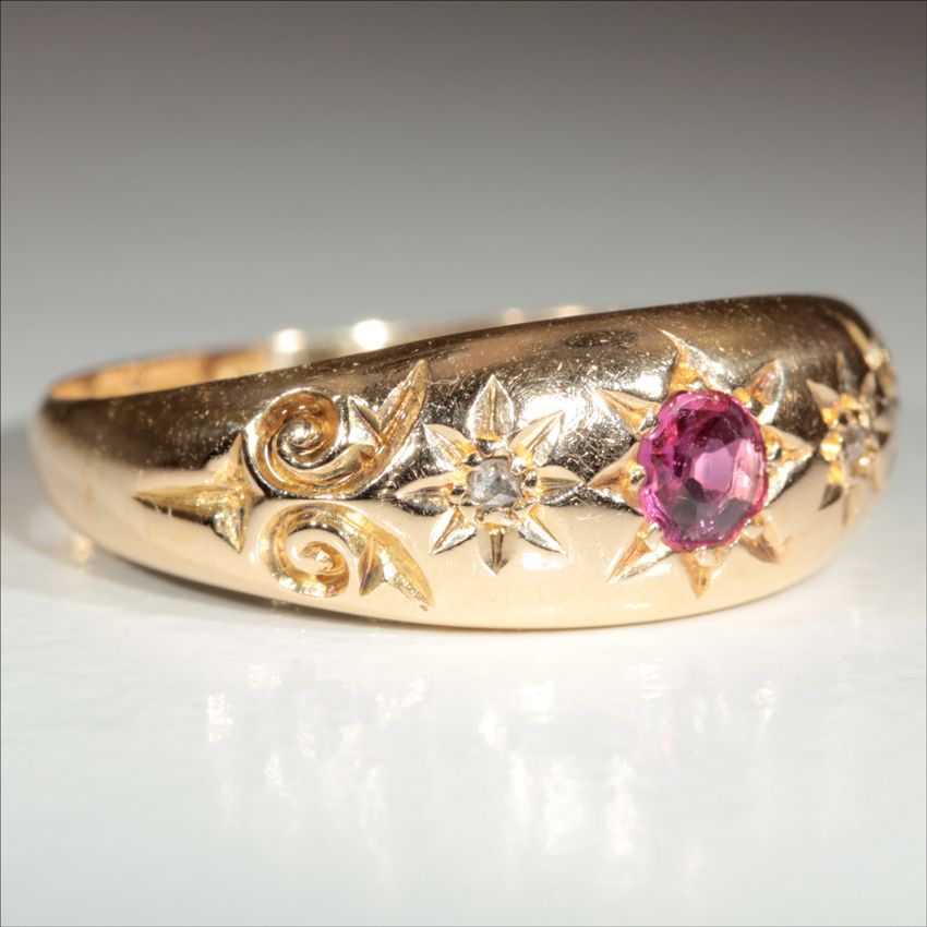 Antique 18k Victorian Ruby and Diamond Ring Hallmarked Birmingham 1902 Antique 18k Victorian Ruby and Diamond Ring Hallmarked Birmingham 1902