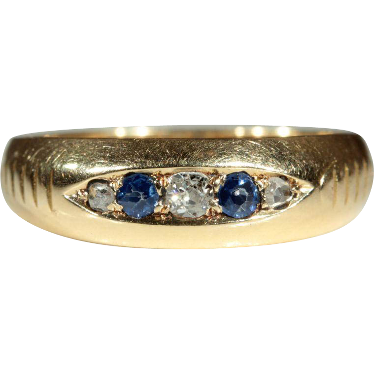 Antique 18k Victorian Sapphire and Diamond Ring Hallmarked Chester 1890 Antique 18k Victorian Sapphire and Diamond Ring Hallmarked Chester 1890