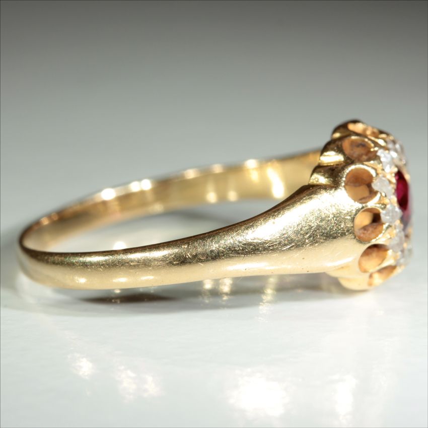 Antique 18k Victorian Ruby and Rose Cut Diamond Ring, C.1890 Antique 18k Victorian Ruby and Rose Cut Diamond Ring, C.1890
