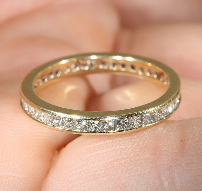 Vintage 14k Princess Cut Diamond Eternity Band c.1980 Vintage 14k Princess Cut Diamond Eternity Band c.1980