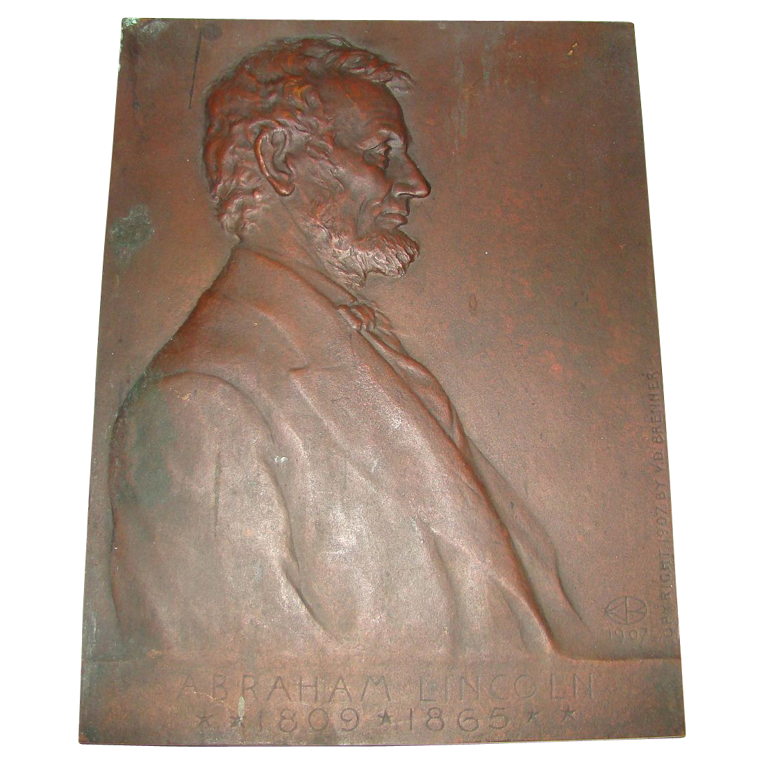 Antique Bronze Portrait Plaque of President Abraham Lincoln Antique Bronze Portrait Plaque of President Abraham Lincoln