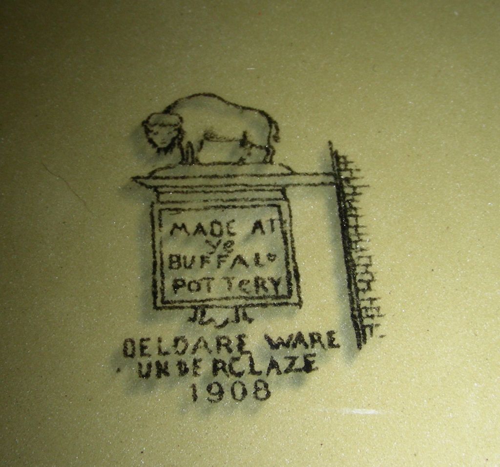 13 1/2" Buffalo Pottery Deldare Ware Charger ~ Ye Lion Inn, Dated 1908 13 1/2" Buffalo Pottery Deldare Ware Charger ~ Ye Lion Inn, Dated 1908