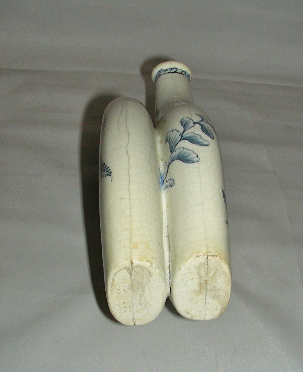 Blue Staffordshire Aesthetic Transfer Oil & Vinegar Double Cruet w/ Butterflies & Ferns c. 1880 Blue Staffordshire Aesthetic Transfer Oil & Vinegar Double Cruet w/ Butterflies & Ferns c. 1880