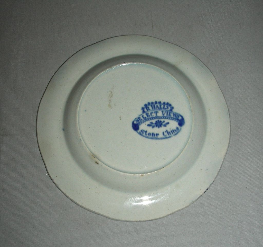 Dark Blue Historical Staffordshire Cup Plate: Worcester Cathedral, c. 1830 Dark Blue Historical Staffordshire Cup Plate: Worcester Cathedral, c. 1830
