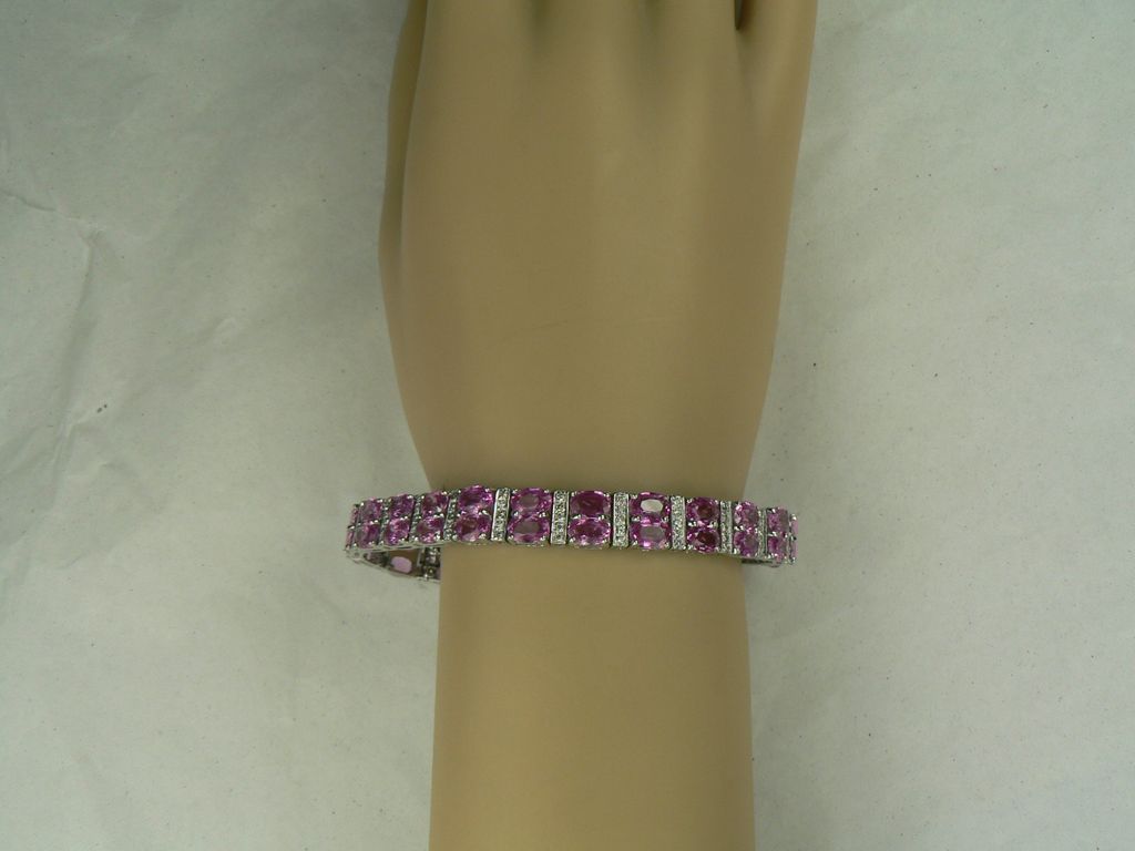 22 CWT Pink Sapphire and Diamond Tennis Bracelet-14k. 22 CWT Pink Sapphire and Diamond Tennis Bracelet-14k.