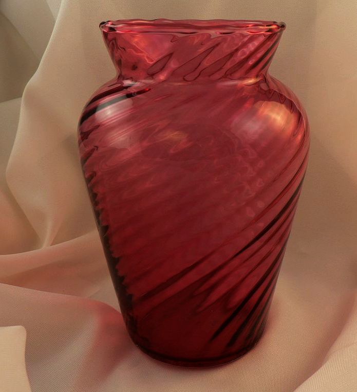 Lovely Cranberry Swirl Vase by Pilgrim Glass Company, C. 1965. Lovely Cranberry Swirl Vase by Pilgrim Glass Company, C. 1965.