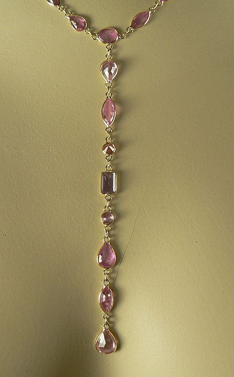 Genuine Pastel Sapphire Drop Necklace ~ 18K. Genuine Pastel Sapphire Drop Necklace ~ 18K.