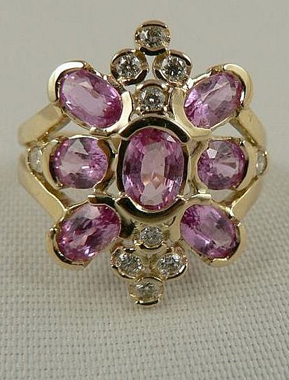 2.67 CWT Diamond & Genuine Pink Sapphire Ring, 14k, Size 6. 2.67 CWT Diamond & Genuine Pink Sapphire Ring, 14k, Size 6.