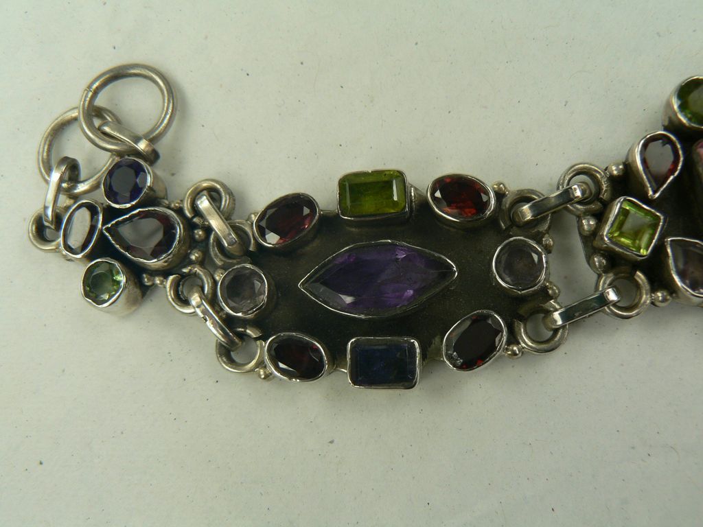 Hand Wrought Sterling Gemstone Bracelet. Hand Wrought Sterling Gemstone Bracelet.