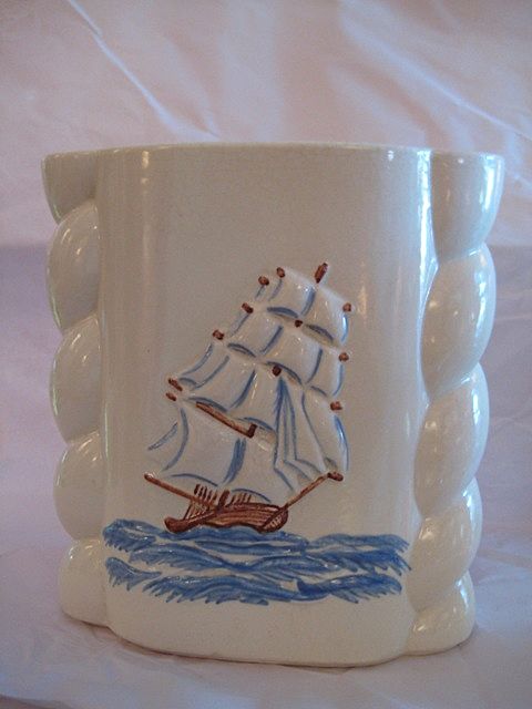 Abingdon U.S.A. Ship Vase #494D decorated Abingdon U.S.A. Ship Vase #494D decorated