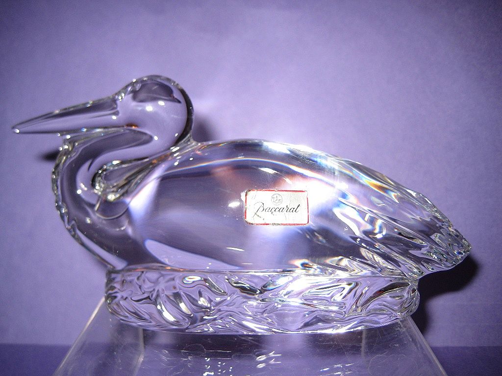 Baccarat Crystal Stork Figurine Baccarat mark and foil label Baccarat Crystal Stork Figurine Baccarat mark and foil label