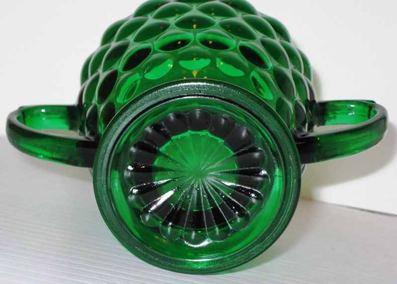 Bubble Forest Green Sugar Bowl Hocking Glass Bubble Forest Green Sugar Bowl Hocking Glass