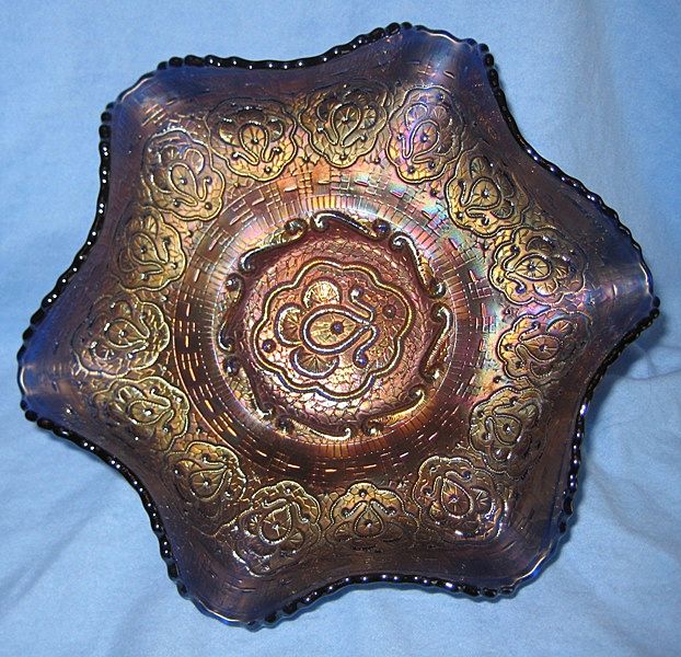 Persian Medallion Blue Carnival Glass Bowl Persian Medallion Blue Carnival Glass Bowl