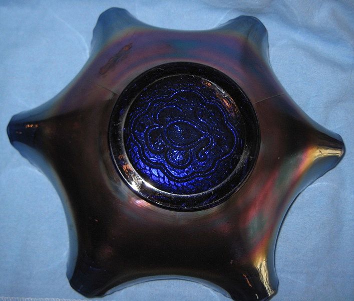 Persian Medallion Blue Carnival Glass Bowl Persian Medallion Blue Carnival Glass Bowl