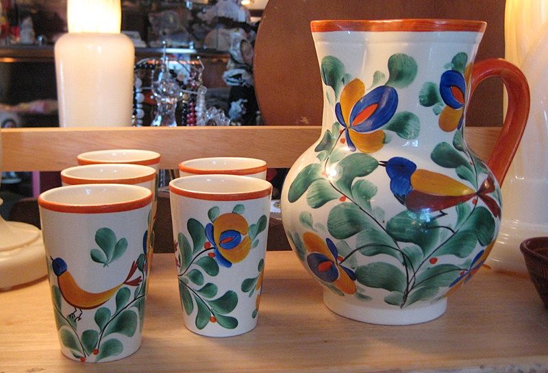 Czech Peasant Art Pitcher w/5 Tumblers Czech Peasant Art Pitcher w/5 Tumblers