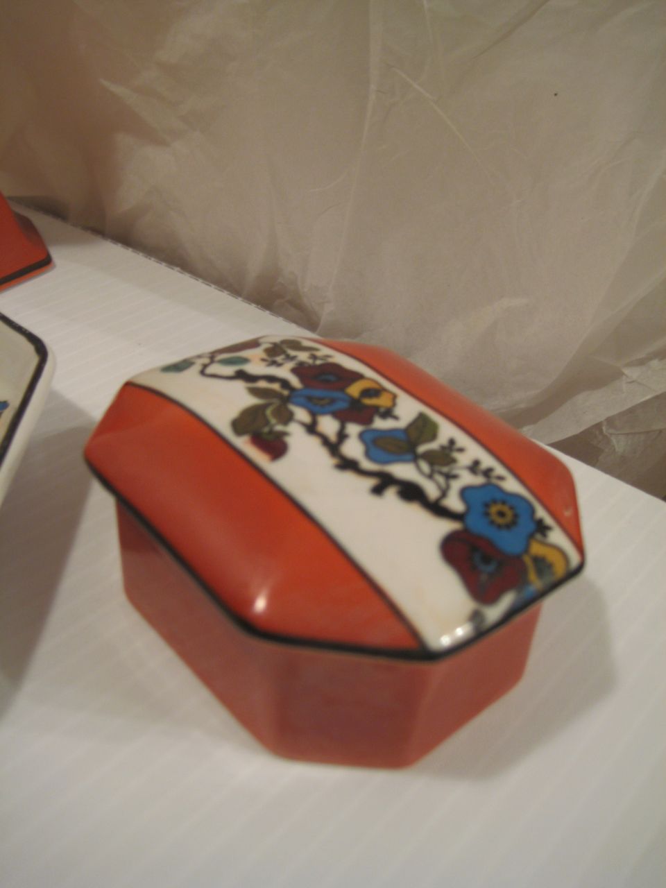 Dresser Set Crown Pottery John Tams Ltd.Tray, Hatpin, Jars Dresser Set Crown Pottery John Tams Ltd.Tray, Hatpin, Jars