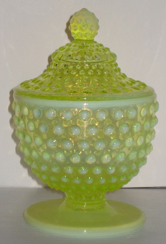 Fenton Hobnail Topaz Opalescent Candy Jar Fenton Hobnail Topaz Opalescent Candy Jar