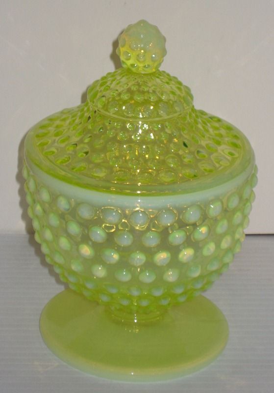 Fenton Hobnail Topaz Opalescent Candy Jar Fenton Hobnail Topaz Opalescent Candy Jar