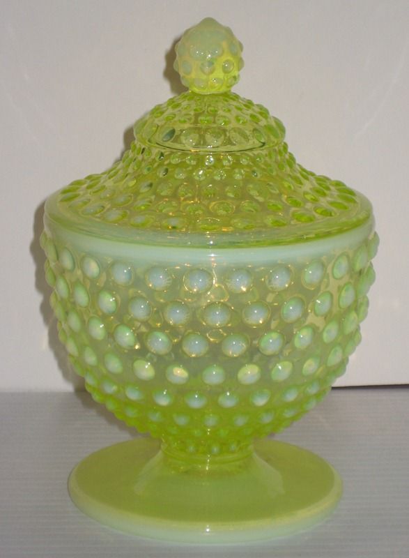 Fenton Hobnail Topaz Opalescent Candy Jar Fenton Hobnail Topaz Opalescent Candy Jar