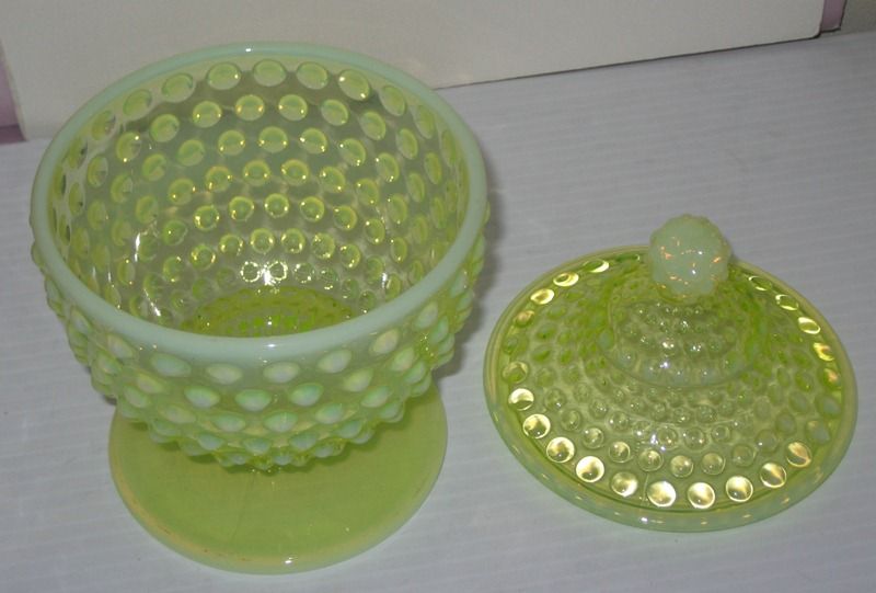 Fenton Hobnail Topaz Opalescent Candy Jar Fenton Hobnail Topaz Opalescent Candy Jar