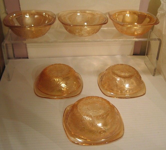 Six (6) Floragold Square Dessert Bowl Six (6) Floragold Square Dessert Bowl