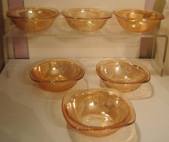 Six (6) Floragold Square Dessert Bowl Six (6) Floragold Square Dessert Bowl