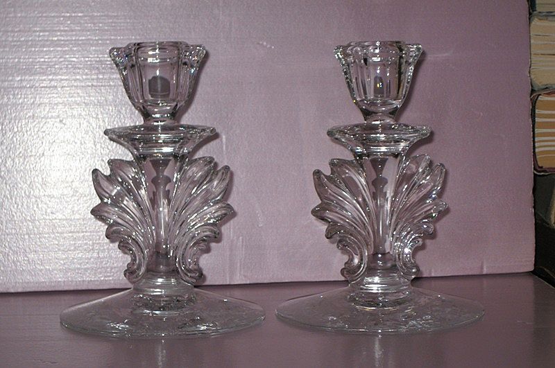 Fostoria Chintz Candle Holders pair Fostoria Chintz Candle Holders pair