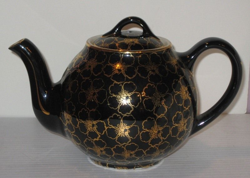 Hall China French Flower Gold Teapot Hall China French Flower Gold Teapot