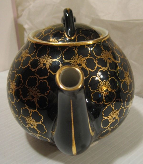 Hall China French Flower Gold Teapot Hall China French Flower Gold Teapot