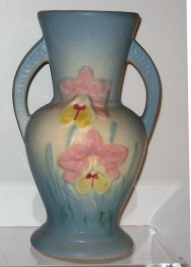 Hull Pottery Orchid Vase Blue Hull Pottery Orchid Vase Blue