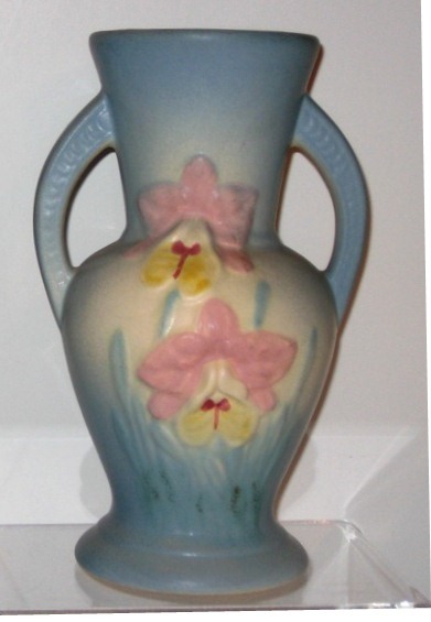 Hull Pottery Orchid Vase Blue Hull Pottery Orchid Vase Blue